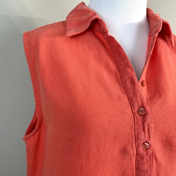 Workshop Republic Clothing Dress Medium Orange Linen Tencel Sleeveless Shift - Picture 2 of 12